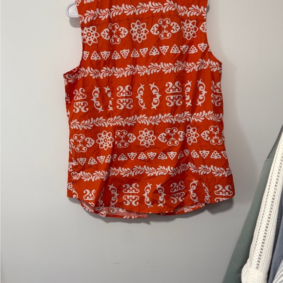 Talbots orange  and White womens Sleeveless Button Down Shirt - Picture 2 of 3